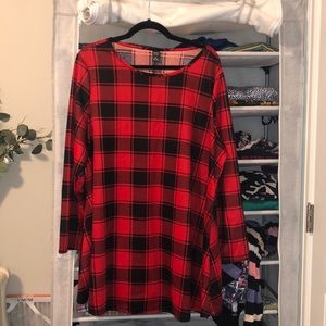 Emery Rose Buffalo Plaid A-line Swing Top 4X (fits like a 3X) *NWOT*
